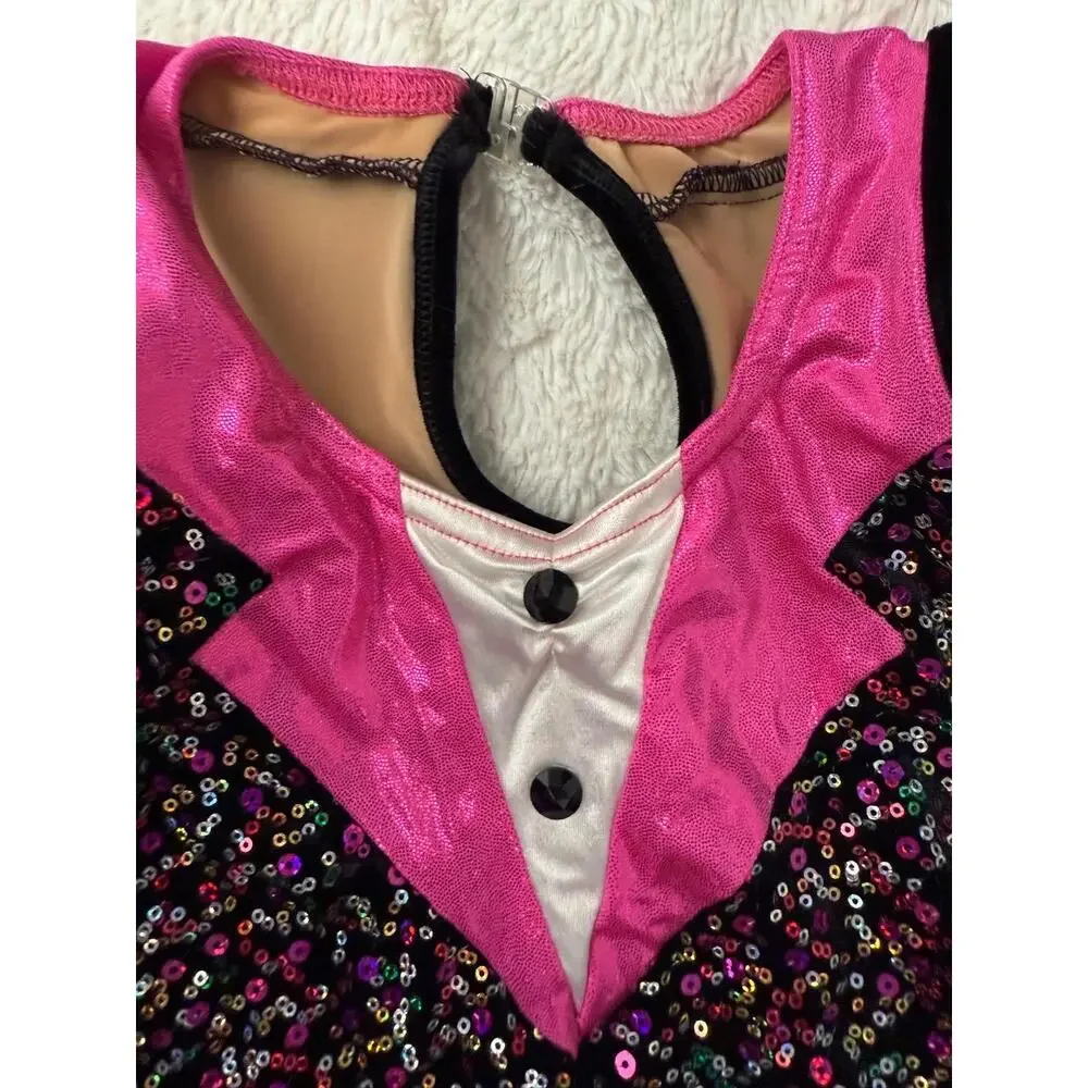 A Wish Come True 20371 Sequin Pink Black Tuxedo Leotard‎ SC
